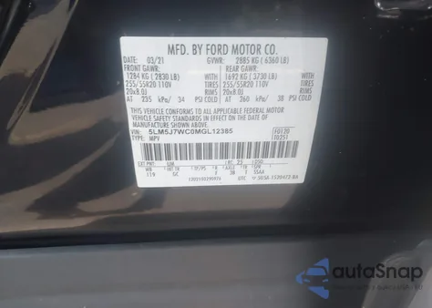 2021 Lincoln Aviator Reserve z USA, uszkodzony, nr VIN 5LM5J7WC0MGL12385